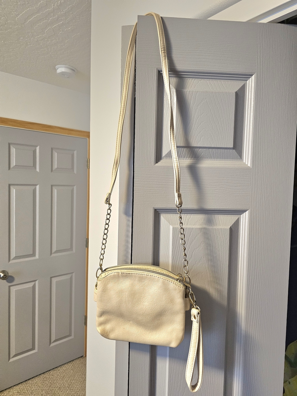 Cream Crossbody Wristlet Bag - Lightweight Women's Purse